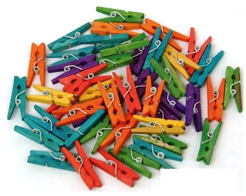 Pinzas mini madera color surtido 25 mm