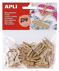 Mini pinzas madera natural 45 und.