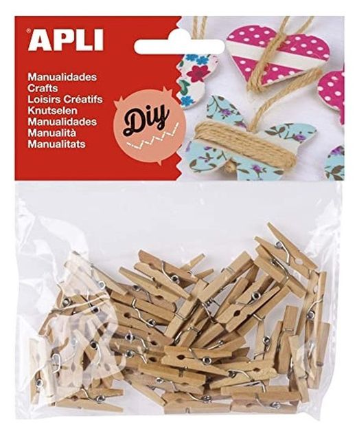 Mini pinzas madera natural 45 und.