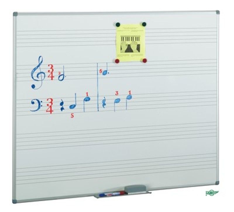 Pizarras acero vitrificado blanco 122 x 244 cm. 5 Pentagramas