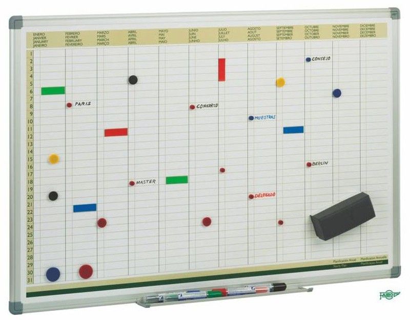 Pizarra blanca planificación anual 60 x 90