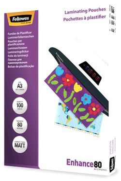 Plastico plastificar FELLOWES Mate A3 80 mic 100 und.