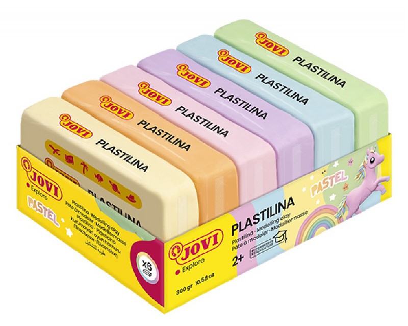 Plastilina JOVI bandeja 6 pastillas 50 g colores PASTEL — latiendadelmaestro