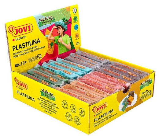 Plastilina JOVI caja expositora 18 pastillas 50 g NATURE COLORS