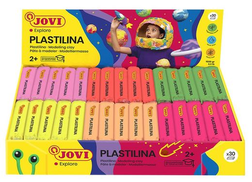 Plastilina JOVI caja expositora 30 pastillas 50 g colores NEON
