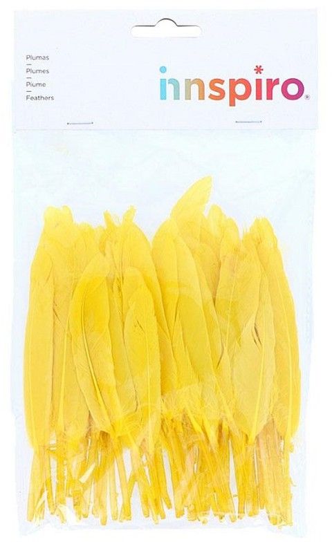 Plomes indi 25 mm x 140 mm aprox. groga