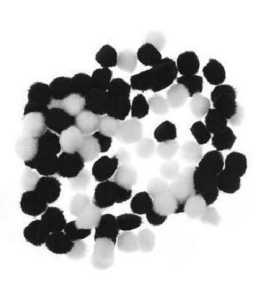 Pompones Blancos y Negros Ø 10 mm