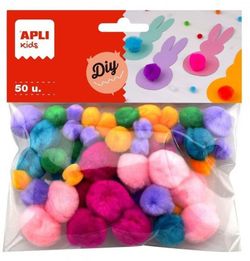 Pompons colors assortits suaus 50 unt.