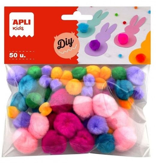 Pompons colors assortits suaus 50 unt.