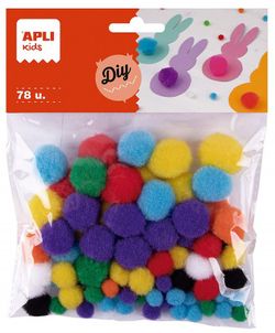 Pompons colors i medes assortits 78 unt.