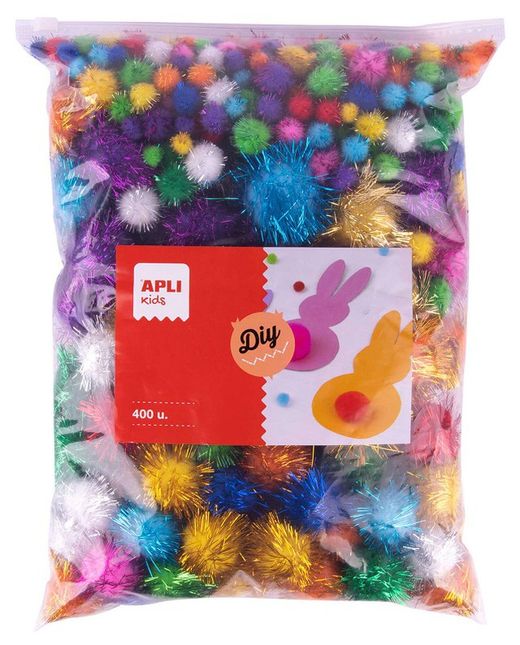 Pompons colors brillants i mides assortides