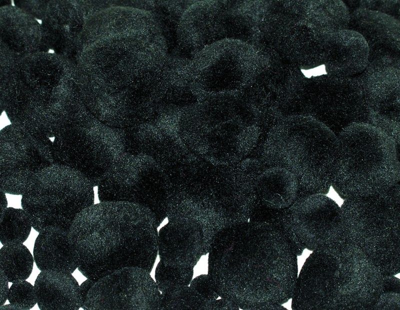 Pompones negros surtidos Ø 10 mm y Ø 40 mm