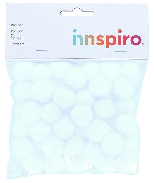 Pompones polipropileno blanco 25mm.