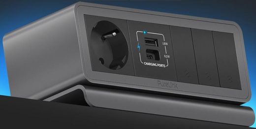 Purelink Caja, 1 Schuko, 3 Slot Libres 2 Usb Gris