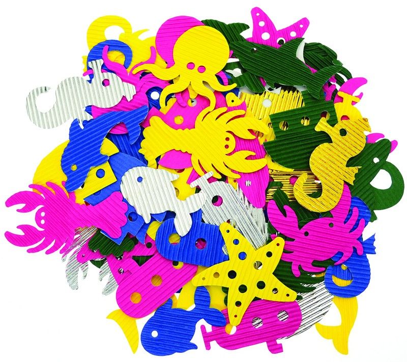 Recortes de cartulina ondulada, vida marina