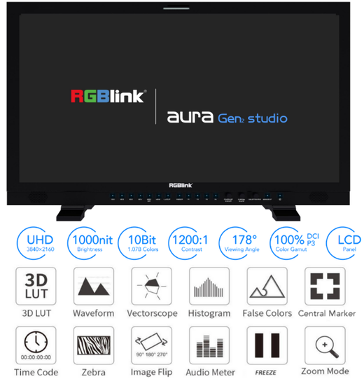 Rgblk Aura Studio Monitor Broadc 23.8 4X12G-Sdi
