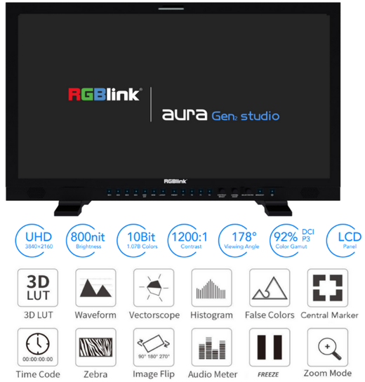 Rgblk Aura Studio Monitor Broadc 27 4X12G-Sdi