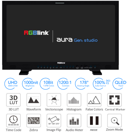 Rgblk Aura Studio Monitor Broadc 32 4X12G-Sdi