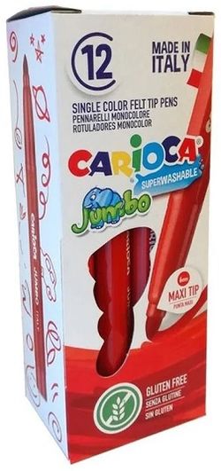 Rotulador CARIOCA Jumbo punta maxi monocolor 12 u. rojo