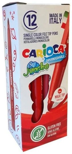Rotulador CARIOCA Jumbo punta maxi monocolor 12 u. rojo