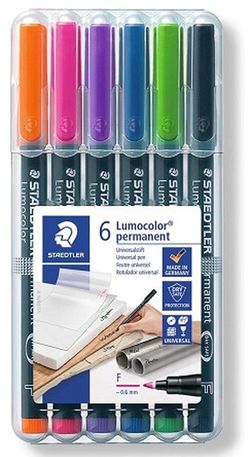Rotulador permanente LUMOCOLOR 318, 6 colores