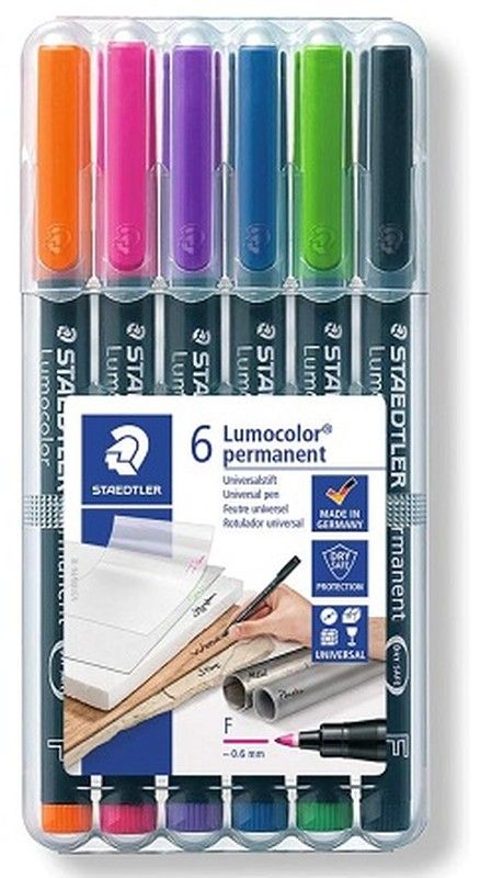 Rotulador permanente LUMOCOLOR 318, 6 colores