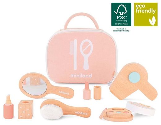 Set de belleza de madera para muñecos