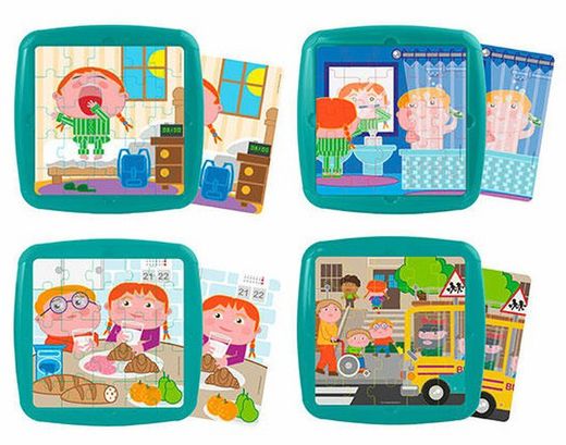 Set de 4 puzzles: Buenos hábitos diarios