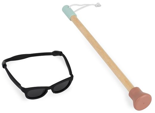 Discapacidad visual: gafas y bastón para muñecos