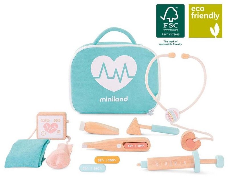 Set de médico de madera para muñecos