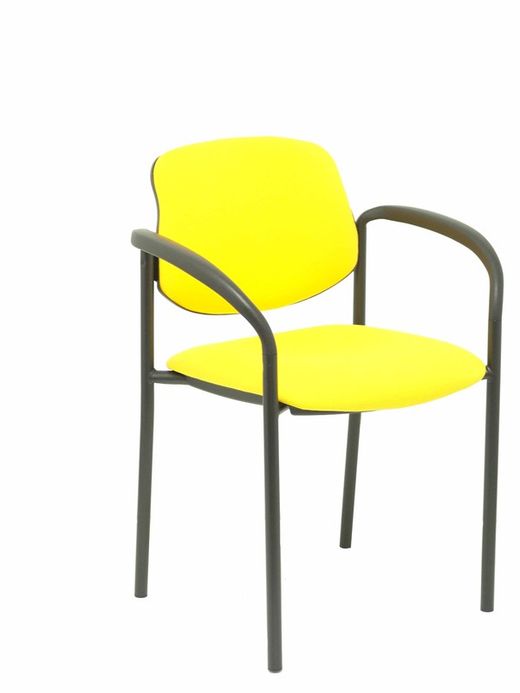 Silla fija Styl bali amarillo chasis negro con brazos