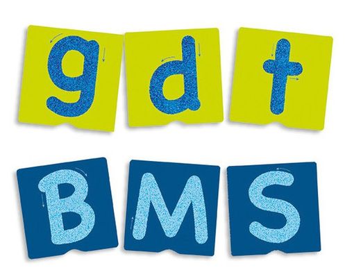 Tacte fitxes de lletres i signes de puntuació