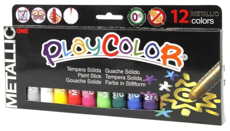 Témpera sólida PLAYCOLOR ONE METALLIC 12 und.