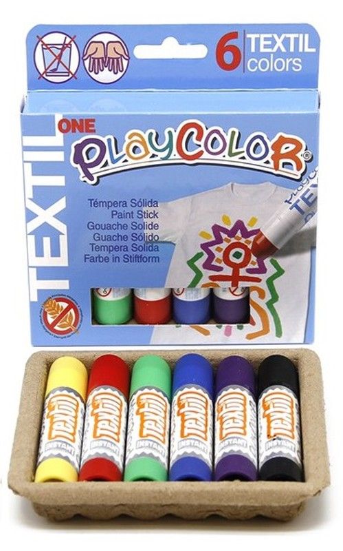 Témpera sòlida PLAYCOLOR ONE TÈXTIL 6 colors