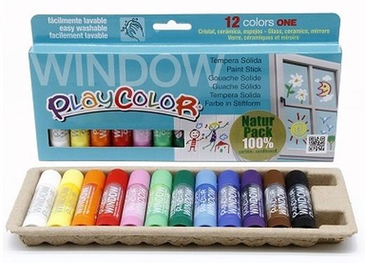 Témpera sólida PLAYCOLOR ONE WINDOW 12 colores