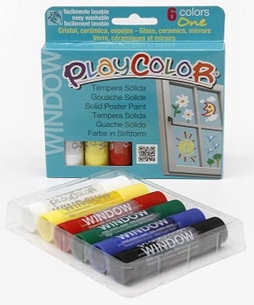 Témpera sólida PLAYCOLOR ONE WINDOW, 6 colores