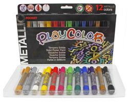 Témpera sòlida PLAYCOLOR POCKET METALLIC 12 colors