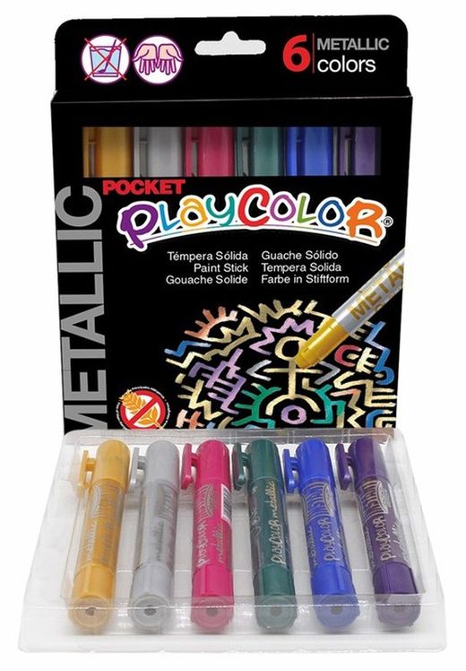 Témpera sòlida PLAYCOLOR POCKET METALLIC 6 colors