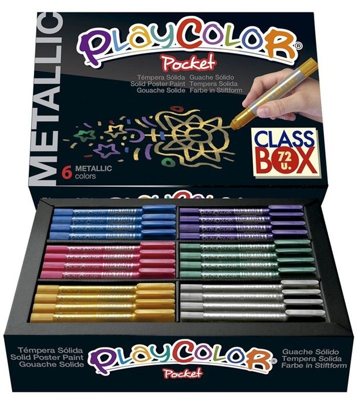 Témpera sólida PLAYCOLOR POCKET METALLIC CLASS BOX 72 und.