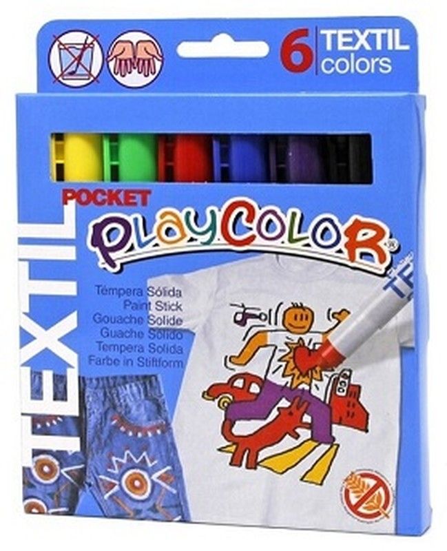 Témpera sólida PLAYCOLOR POCKET TEXTIL 6 colores