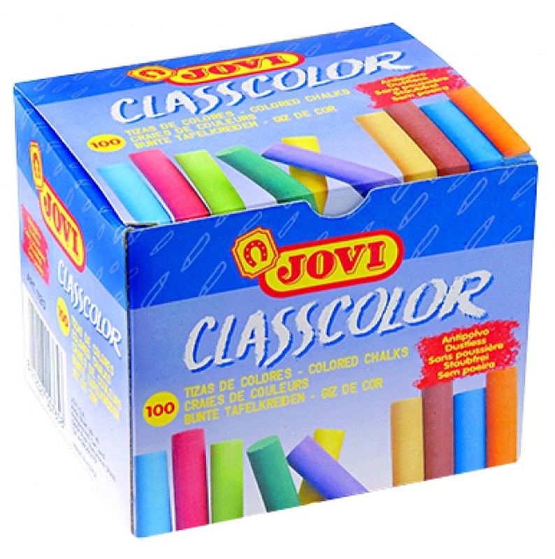 Caja de 10 tizas de colores variados Fila
