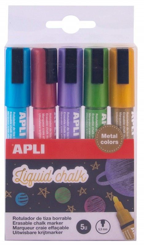 Tiza líquida LIQUID CHALK, 5 colores metalizados
