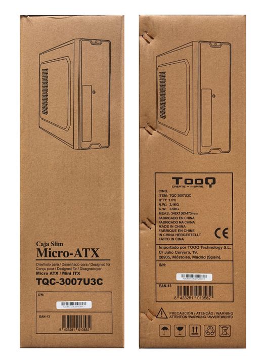 TooQ Caja Slim Micro-ATX TQC-3007U3C-B, Negra