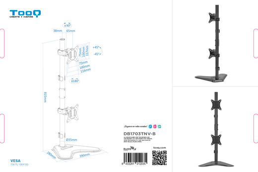 TooQ DB1703TNV-B suport per a monitor 81,3 cm (32") Escriptori Negre