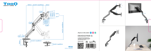 TooQ DB4032TNR-G suport per a monitor 81,3 cm (32") Escriptori Negre