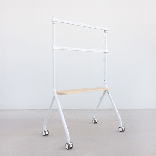 TooQ iLOVE Soporte de Suelo con Ruedas para Pantalla 49"-80", Blanco y Haya
