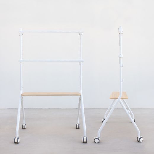 TooQ iLOVE Soporte de Suelo con Ruedas para Pantalla 49"-80", Blanco y Haya