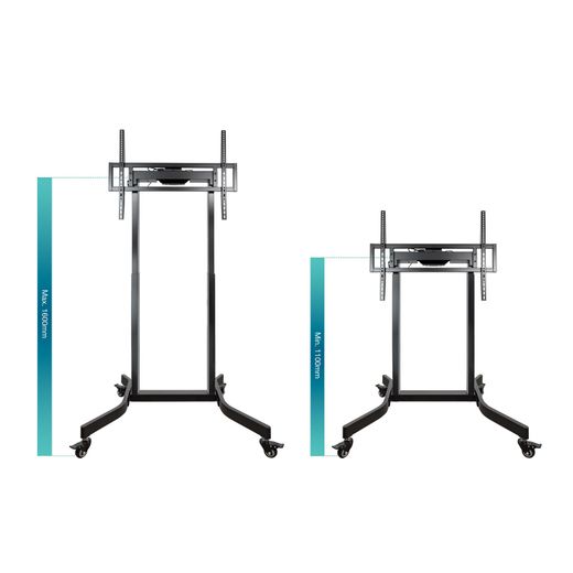 TooQ LUX Suport de Sòl amb Rodes i Regulació Elèctrica d'Altura per a Pantalles 55"-100", Negre