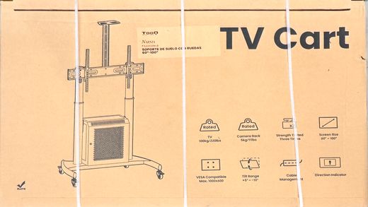 TooQ “NARNIA” Soporte de Suelo con Armario Multiusos + Accesorios Rack para Pantallas 60"- 100", Negro