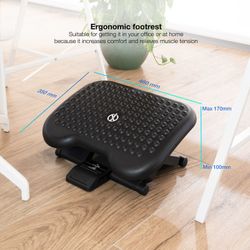 TooQ Reposapeus Ajustable en Alçada i Inclinació, Negre